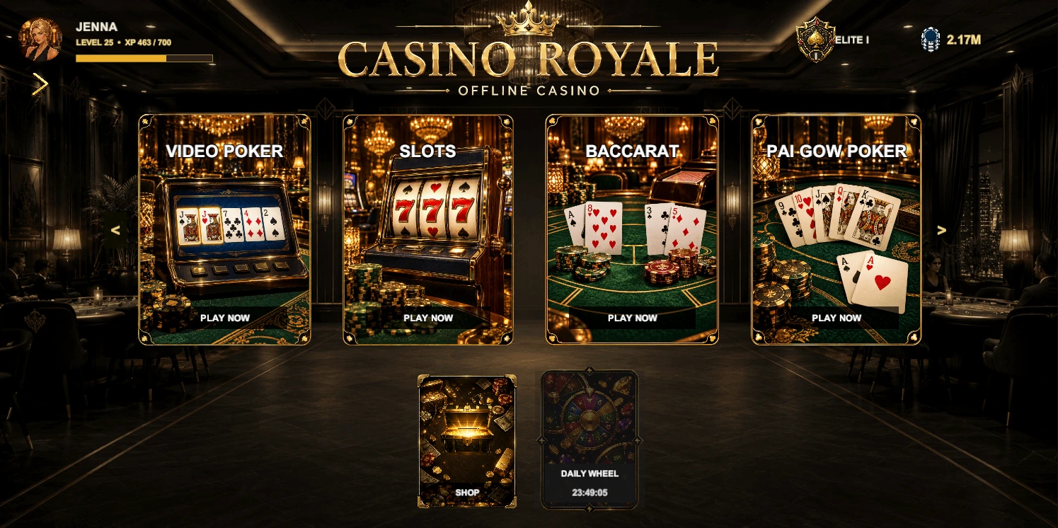 The Casino Royale lobby showing the four new game modes